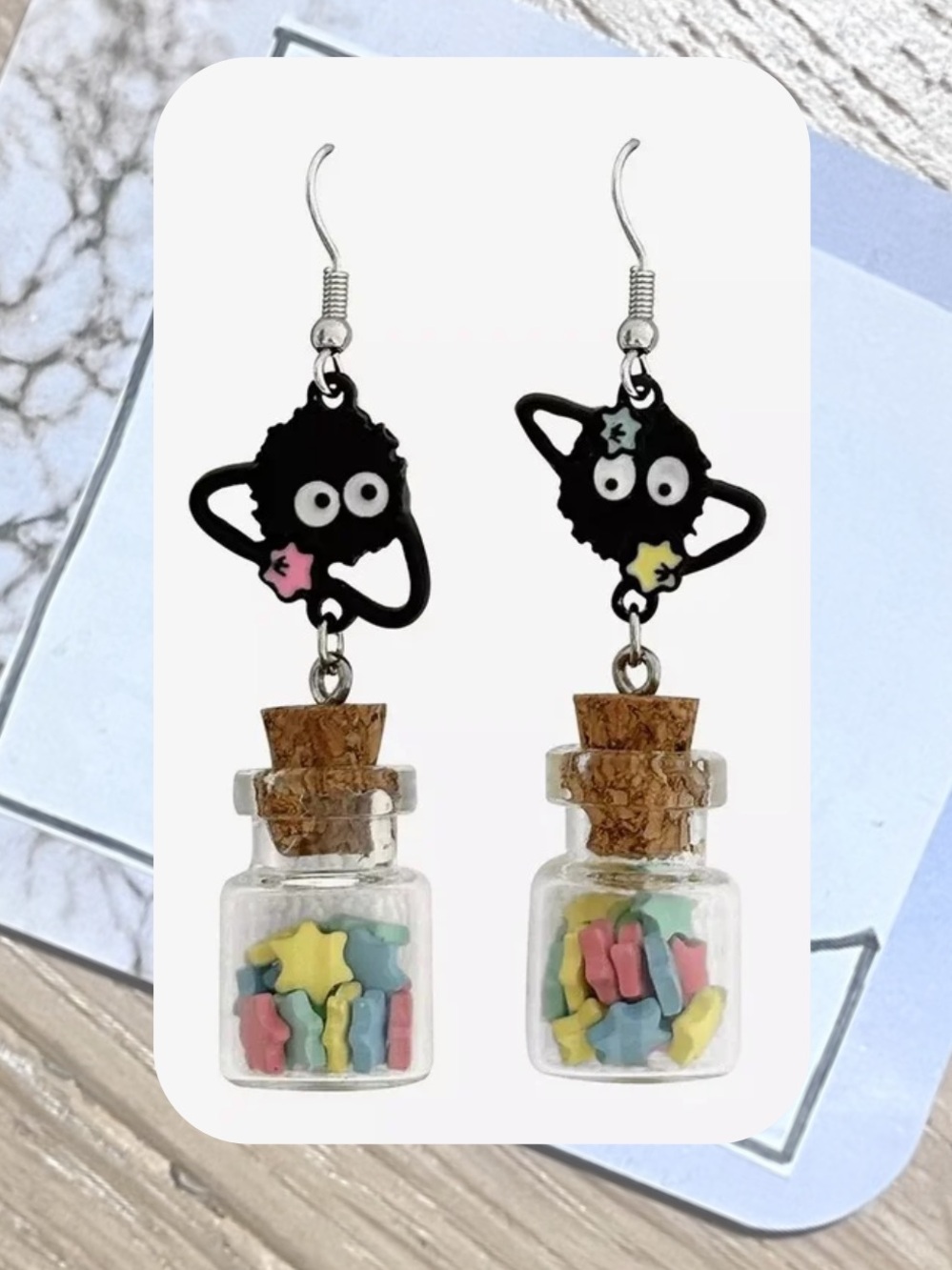 🎉🎉Studio Ghibli Spirited Away Susuwatari Star Jar Dangling Earrings